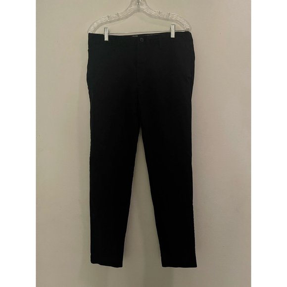 Zara Mens Chino Pants Black Pockets Flat Front 32 - Picture 1 of 4